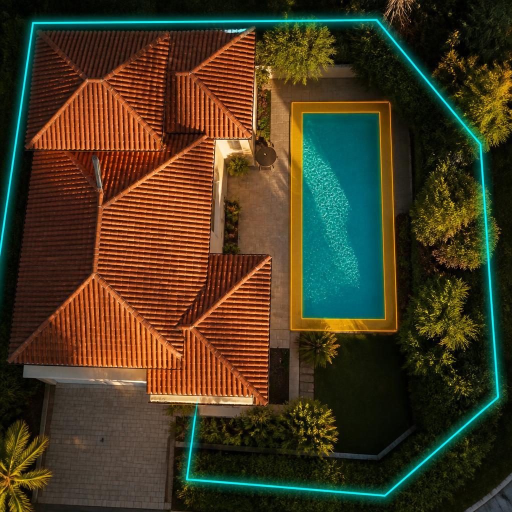Imagem aérea mostrando piscina nova